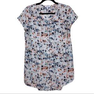 Liz Lange Maternity Spring Abstract Floral Printed Scoop Neck Split Side Top S